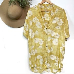 AMUSE SOCIETY • yellow floral Hawaiian shirt dress
